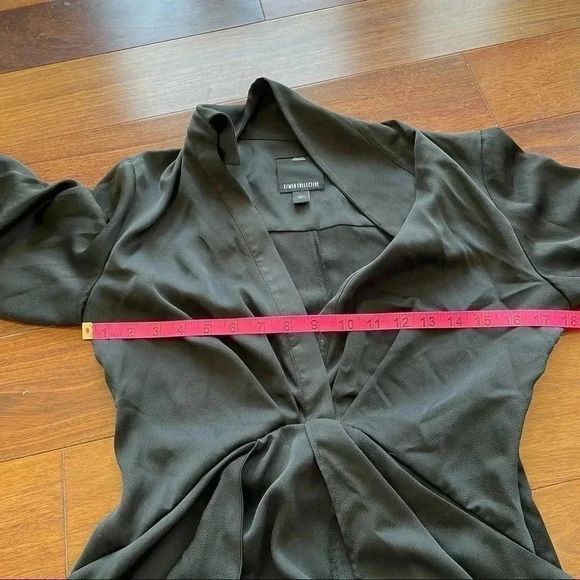 C/MEO Collective Black Long Sleeve Mini Dress Pocket Ruffle Button Cuff Side Zip - Picture 10 of 11